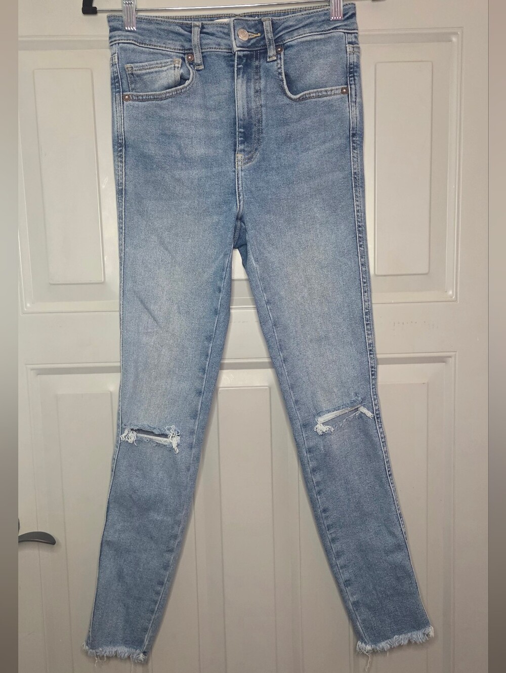 We The Free - Light Blue Skinny Distressed High-Rise Jeans